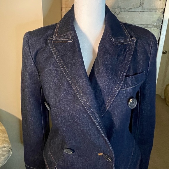 AVEC LES FILLES Tailored Double-Breasted Maxi, Denim Trench Coat, Sz. XS - Picture 5 of 16